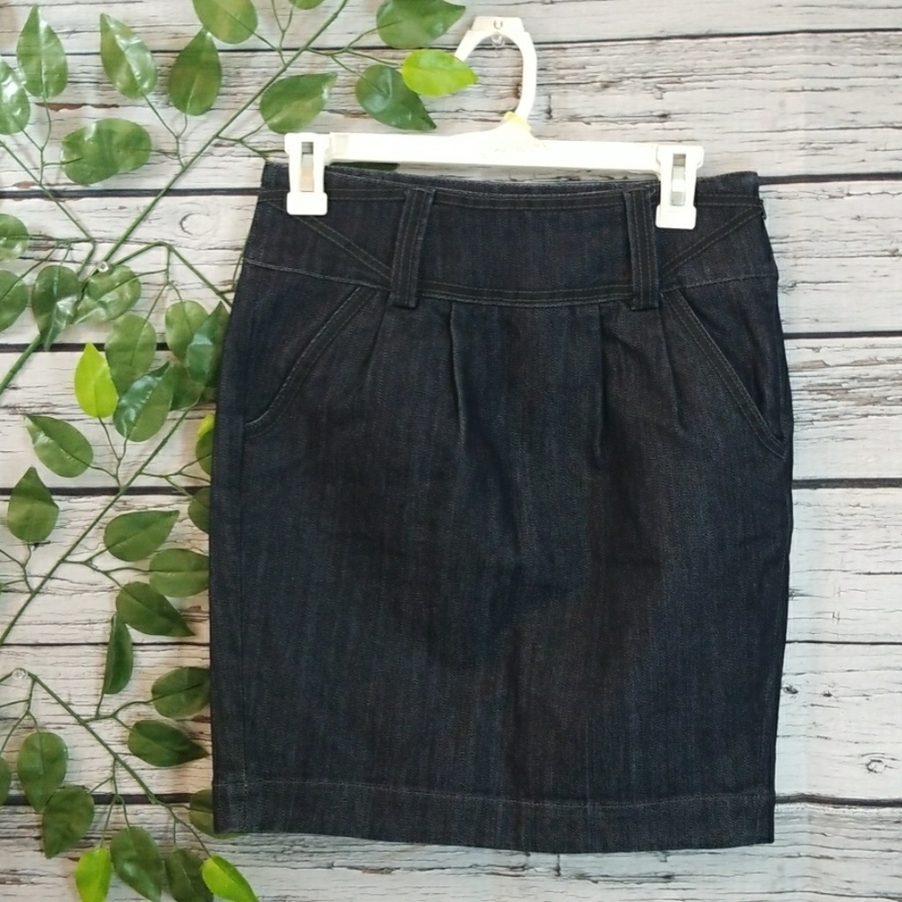 Like new Armani Exchange denim jean pleated skirt